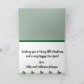 かわいい帽子を被ったクリスマス鳥オリジナル折り紙グリーティングカード シーズンカード (内部)