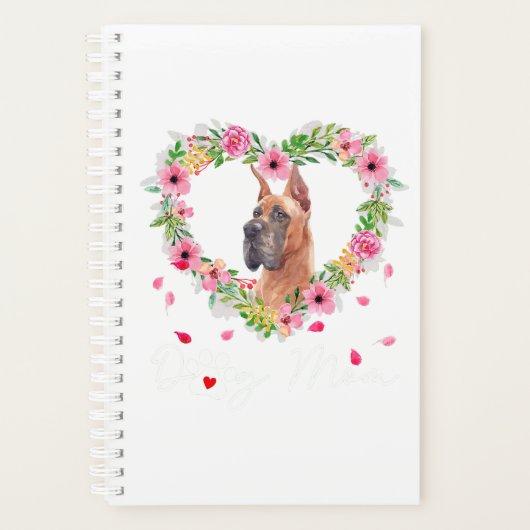 . .かわいい平凡なママ、フラワードッグ愛好家、Tシャツ プランナー手帳 (正面)