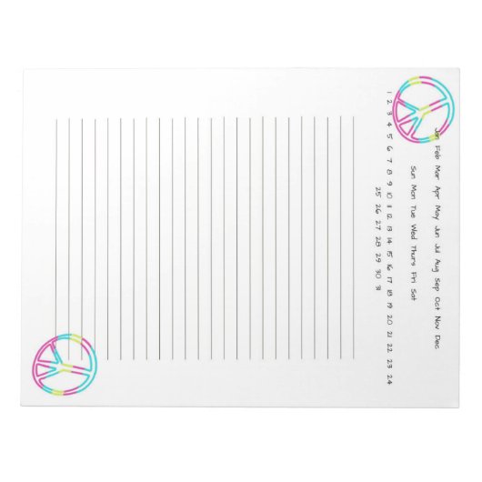 かわいい平和のサイン ノートパッド (正面)