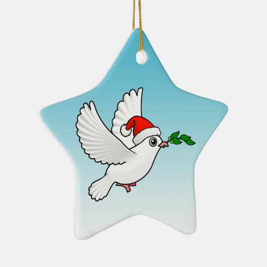 かわいい平和はサンタの帽子によって潜りました セラミックオーナメント (右)