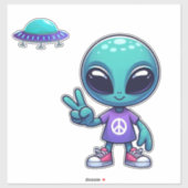 かわいい平和エイリアンと宇宙船 シール (シート)