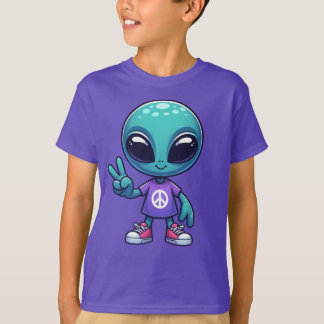かわいい平和エイリアンと宇宙船 Tシャツ