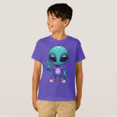 かわいい平和エイリアンと宇宙船 Tシャツ (正面フル)