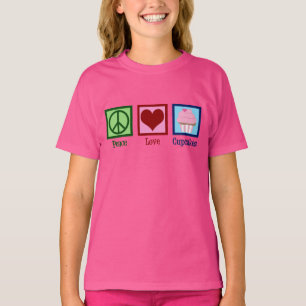 かわいい平和ラブカップケーキ Tシャツ
