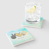 かわいい平和ラブミツバチ ストーンコースター (横)