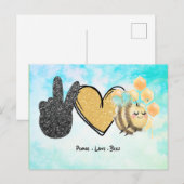 かわいい平和ラブミツバチ ポストカード (正面/裏面)