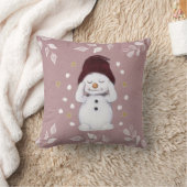 かわいい平和的雪だるまピンククリスマスホリデー クッション (ブランケット)