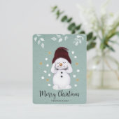 かわいい平和雪だるまウィンターブルークリスマス シーズンカード (スタンド正面)