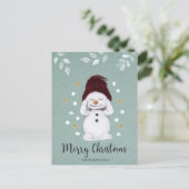 かわいい平和雪だるまウィンターブルークリスマス シーズンポストカード (スタンド正面)