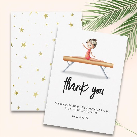 かわいい平均台 体操 誕生日 サンキューカード
