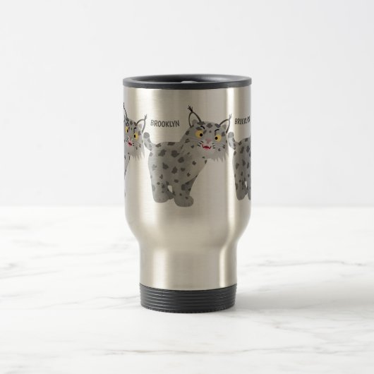 かわいい平均bobcat lynx漫画 トラベルマグ (中央)