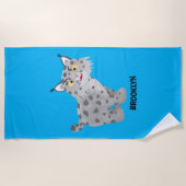 かわいい平均bobcat lynx漫画 ビーチタオル (正面)