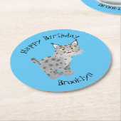 かわいい平均bobcat lynx漫画 ラウンドペーパーコースター (アングル)