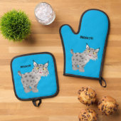 かわいい平均bobcat lynx漫画 鍋つかみ&鍋敷きセット (トップダウン)