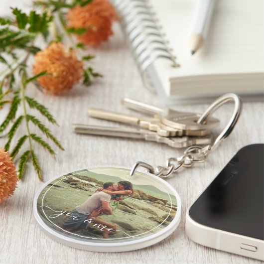 かわいい幸せあなたと私の愛のクラスリーエレガント引用文 キーホルダー (正面右)