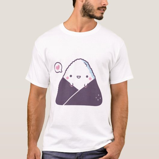 かわいい幸せおにぎり日本のおにぎり Tシャツ (正面)