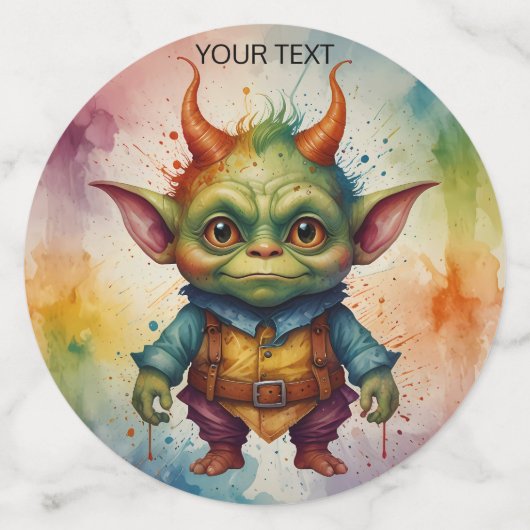 かわいい幸せおもしろいなカラフルの小さなゴブリンの動物 コンフェッティ (ラージ裏面)