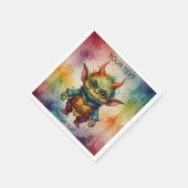 かわいい幸せおもしろいなカラフルの小さなゴブリンの動物 スタンダードカクテルナプキン (角)