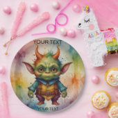 かわいい幸せおもしろいなカラフルの小さなゴブリンの動物 ペーパープレート (パーティー)