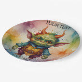 かわいい幸せおもしろいなカラフルの小さなゴブリンの動物 ペーパープレート (アングル)