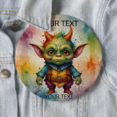 かわいい幸せおもしろいなカラフルの小さなゴブリンの動物 缶バッジ (インサイチュ)