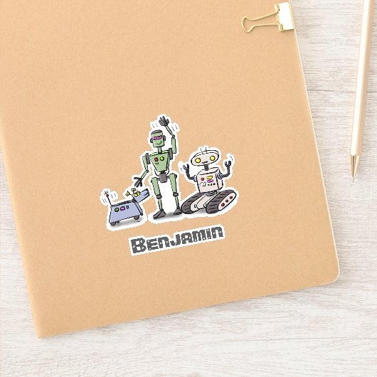 かわいい幸せおもしろいなロボット三尾の漫画イラストレーション シール (ノートブック)