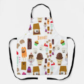 かわいい幸せおもしろいデザートカートパターン エプロン (正面)