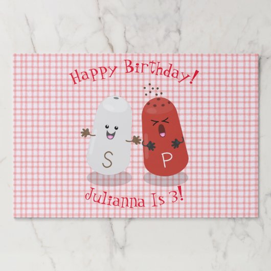 かわいい幸せかわいいの塩とコショウ漫画 ペーパーパッド (正面)