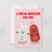 かわいい幸せかわいいの塩とコショウ漫画 招待状 (裏面)