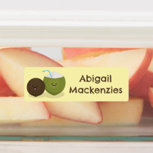 かわいい幸せかわいいココナッツパーソナライズされた漫画 ラベル