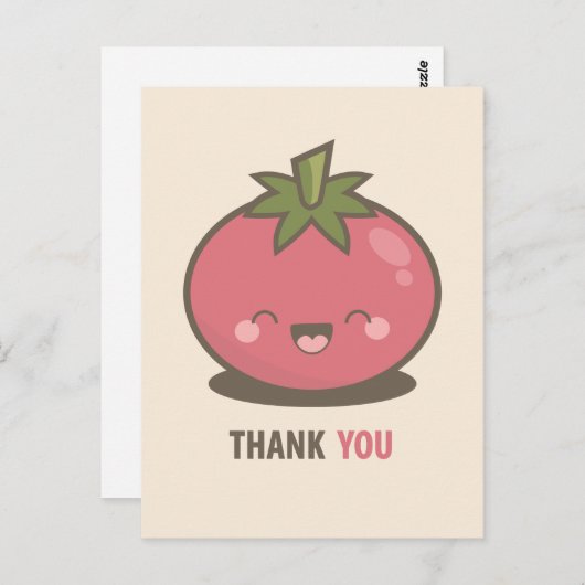 かわいい幸せかわいいトマトサンキューハガキ ポストカード (正面/裏面)