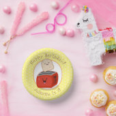 かわいい幸せかわいいトースター漫画イラストレーション ペーパーボウル (パーティー)