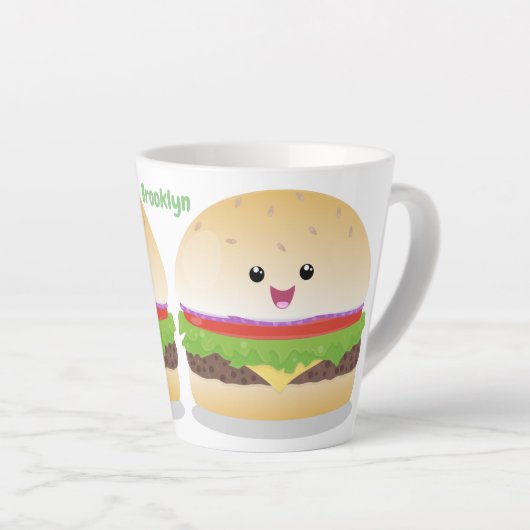 かわいい幸せかわいいハンバーグ カフェラテマグ (右アングル)