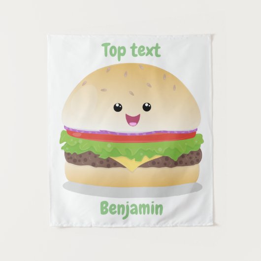 かわいい幸せかわいいハンバーグ タペストリー (正面)