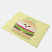 かわいい幸せかわいいハンバーグ ドアマット (アングル)