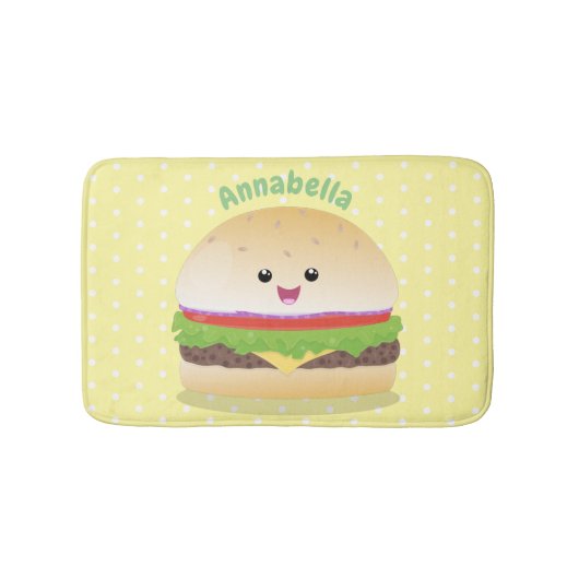 かわいい幸せかわいいハンバーグ バスマット (正面)