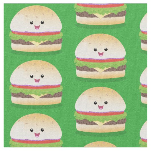 かわいい幸せかわいいハンバーグ ファブリック (クローズアップ)