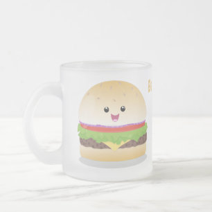 かわいい幸せかわいいハンバーグ フロストグラスマグカップ