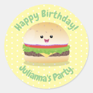 かわいい幸せかわいいハンバーグ ラウンドシール
