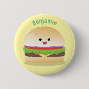 かわいい幸せかわいいハンバーグ 缶バッジ