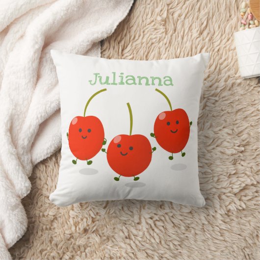 かわいい幸せさくらんぼ漫画イラストレーション クッション (ブランケット)