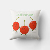 かわいい幸せさくらんぼ漫画イラストレーション クッション (裏面)