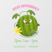 かわいい幸せそうなスイカの漫画 ウィンドウサイン (シート)