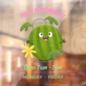 かわいい幸せそうなスイカの漫画 ウィンドウサイン (シート2)