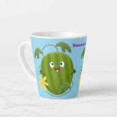 かわいい幸せそうなスイカの漫画 カフェラテマグ (左アングル)