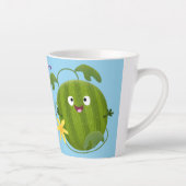 かわいい幸せそうなスイカの漫画 カフェラテマグ (右)