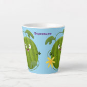 かわいい幸せそうなスイカの漫画 カフェラテマグ (正面)