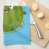 かわいい幸せそうなスイカの漫画 キッチンタオル (四つ折り)