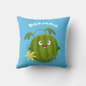 かわいい幸せそうなスイカの漫画 クッション (裏面)