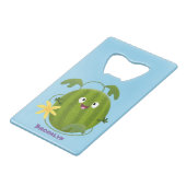 かわいい幸せそうなスイカの漫画 クレジットカード栓抜き (裏面アングル)